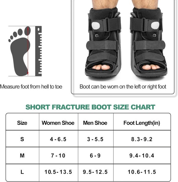 Jewlri Air Walking Boot Fracture Boot Short Walker Protective Boot Fits Left or Right Foot Ankle for Injuries Fractures Sprains Black M - Image 4