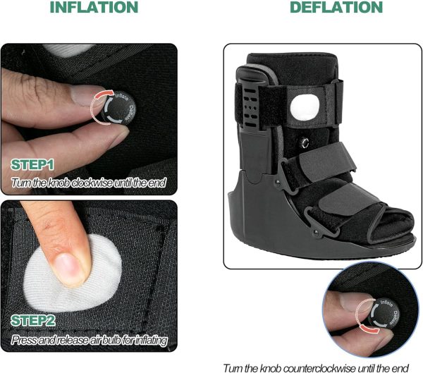 Jewlri Air Walking Boot Fracture Boot Short Walker Protective Boot Fits Left or Right Foot Ankle for Injuries Fractures Sprains Black M - Image 5