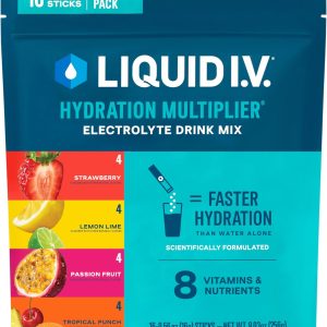 Liquid I.V.® Hydration Multiplier - Variety Pack - Lemon Lime, Passion Fruit, Strawberry, Tropical Punch | Electrolyte Powder Drink Mix | 1 Pack (16 Servings)