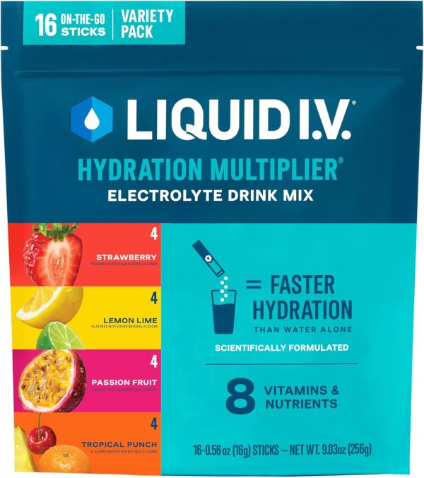 Liquid I.V.® Hydration Multiplier - Lemon Lime - Hydration Powder Packets | Electrolyte Drink Mix | Single-Serving Stick | Non-GMO | 1 Pack (16 Servings)