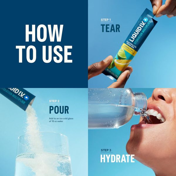 Liquid I.V.® Hydration Multiplier - Lemon Lime - Hydration Powder Packets | Electrolyte Drink Mix | Single-Serving Stick | Non-GMO | 1 Pack (16 Servings) - Image 4